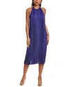 Herve Leger Fringed Halter Midi Dress In Blue