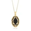 Ross-simons Oval Black Onyx And 14kt Yellow Gold Pendant Necklace In Gold