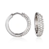 Ross-simons Diamond Huggie Hoop Earrings In Sterling Silver In Silver