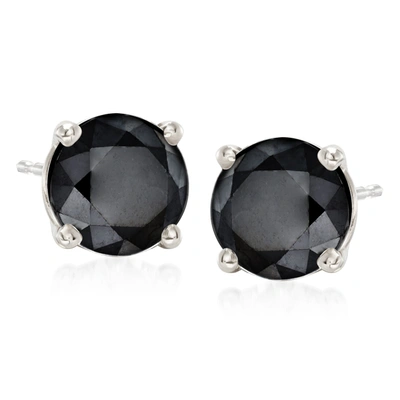 Ross-simons Black Diamond Stud Earrings In 14kt White Gold In Grey