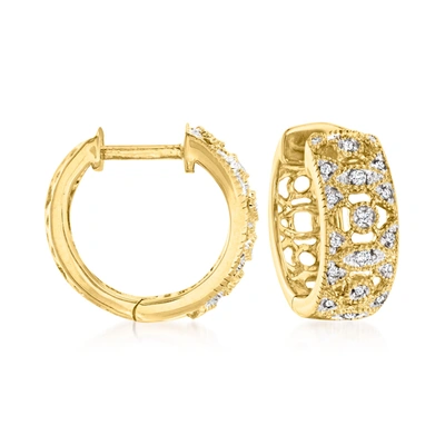 Ross-simons Diamond Hoop Earrings In 18kt Gold Over Sterling