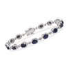 Ross-simons Sapphire Bracelet With Diamond Accents In Sterling Silver In Silver
