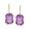 Ross-simons Amethyst Drop Earrings In 14kt Yellow Gold In Purple