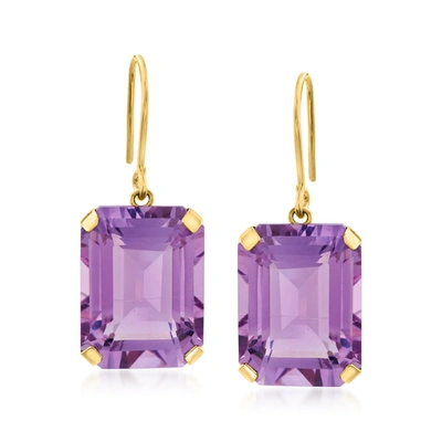 Ross-simons Amethyst Drop Earrings In 14kt Yellow Gold In Purple