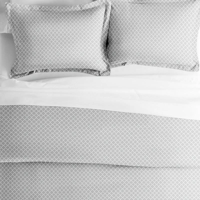 Ienjoy Home Quatrefoil Navy Pattern Duvet Cover Set Ultra Soft Microfiber Bedding, King/cal-king In Grey