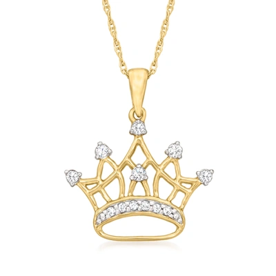 Canaria Fine Jewelry Canaria Diamond Crown Pendant Necklace In 10kt Yellow Gold In Silver