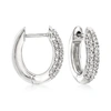 Ross-simons Diamond Huggie Hoop Earrings In Sterling Silver In Silver