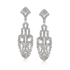 Ross-simons Diamond Art Deco-style Drop Earrings In Sterling Silver In Silver