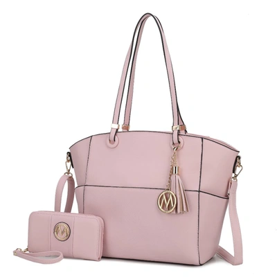Mkf Collection By Mia K Prisha Vegan Leather Women's Tote Bag With Wallet - 2 Pieces In Pink