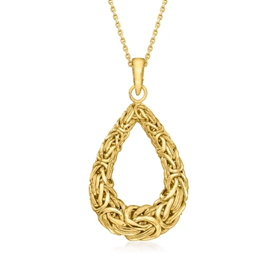 Canaria Fine Jewelry Canaria 10kt Yellow Gold Byzantine Teardrop Pendant Necklace In Multi
