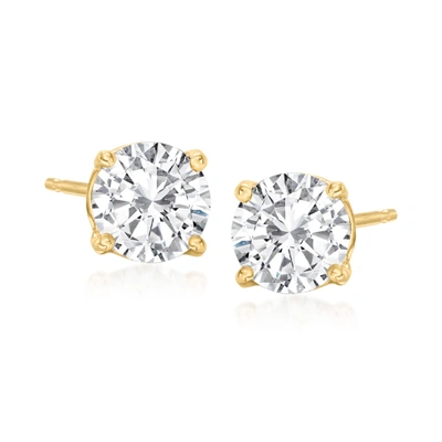 Ross-simons Diamond Stud Earrings In 14kt Yellow Gold