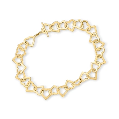 Ross-simons 14kt Yellow Gold Heart-link Bracelet In White