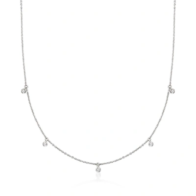 Rs Pure Ross-simons Diamond Drop Station Necklace In Sterling Silver In White