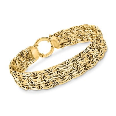 Ross-simons 18kt Yellow Gold Over Sterling Silver Wide Byzantine Bracelet