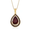 Ross-simons Garnet And . Red And White Diamond Pendant Necklace In 18kt Gold Over Sterling In Red