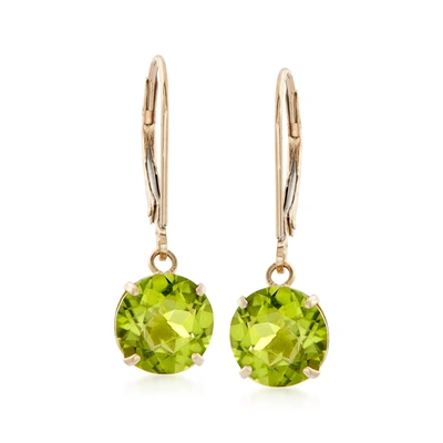Ross-simons Peridot Drop Earrings In 14kt Yellow Gold In Green
