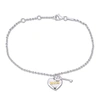 Mimi & Max Silver Charm Bracelet W/18k Yellow Gold Plated "mom" Heart & Key Charm In Silver