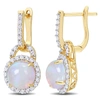 Mimi & Max 3 3/8 Ct Tgw Blue Ethiopian Opal And White Topaz Hoop Halo Charm Earrings In Yellow Plated Sterling In White