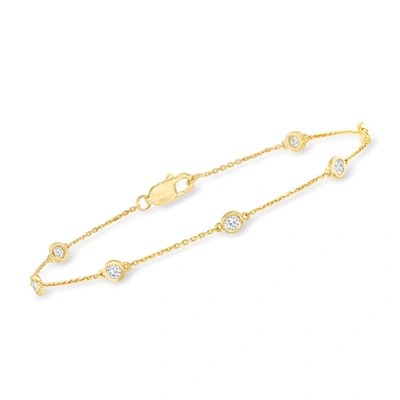 Ross-simons Diamond Station Bracelet In 18kt Gold Over Sterling In White