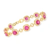 Ross-simons Pink Topaz Bracelet In 18kt Gold Over Sterling In Pink