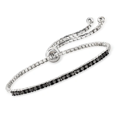 Ross-simons Black Diamond Bolo Bracelet In Sterling Silver