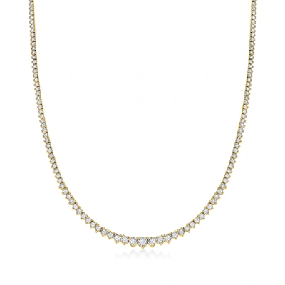 Ross-simons Diamond Tennis Necklace In Sterling Silver In Gold