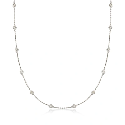 Ross-simons 0.50- Bezel-set Diamond Station Necklace In Sterling Silver