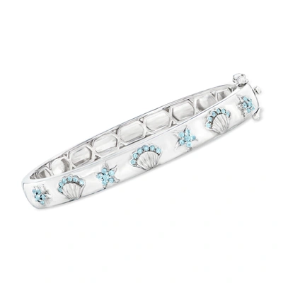 Ross-simons Tonal Blue Topaz Sea Life Bangle Bracelet In Sterling Silver In Multi