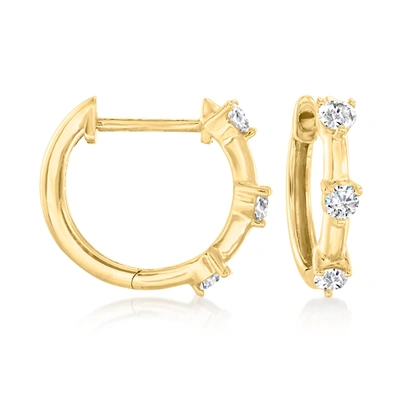 Canaria Fine Jewelry Canaria Diamond Huggie Hoop Earrings In 10kt Yellow Gold In Silver