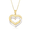 Ross-simons 14kt 2-tone Gold Interlocking Hearts Pendant Necklace In Silver