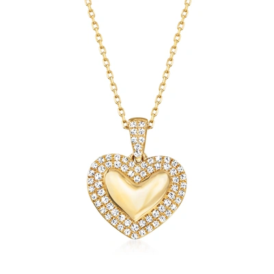 Rs Pure Ross-simons Diamond Heart Pendant Necklace In 14kt Yellow Gold