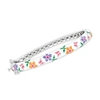 ROSS-SIMONS MULTICOLORED ENAMEL FLOWER BANGLE BRACELET IN STERLING SILVER