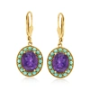 Ross-simons Turquoise And Amethyst Drop Earrings In 18kt Gold Over Sterling In Multi
