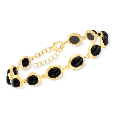 Ross-simons Black Onyx Bracelet In 18kt Gold Over Sterling In White