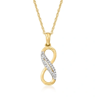Ross-simons 14kt Yellow Gold Infinity Symbol Pendant Necklace With Diamond Accents In Multi
