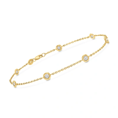 Ross-simons Diamond Station Bracelet In 14kt Yellow Gold In White