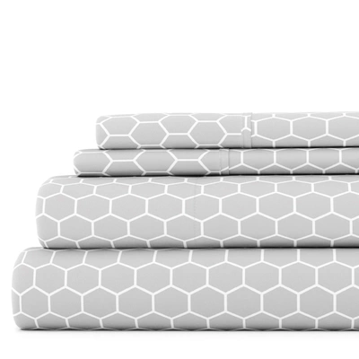 Ienjoy Home Honeycomb Light Gray Pattern Sheet Set Ultra Soft Microfiber Bedding, California King In Yellow