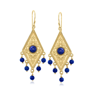 Ross-simons Lapis Drop Earrings In 18kt Gold Over Sterling