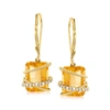 Ross-simons Citrine And . Diamond Drop Earrings In 14kt Yellow Gold In Gold