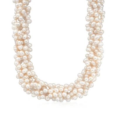 Ross-simons 5-6mm Cultured Pearl Torsade Necklace With Sterling Silver In White