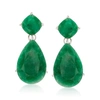 Ross-simons Emerald Drop Earrings In Sterling Silver In Green