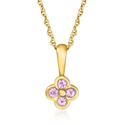 Rs Pure By Ross-simons Amethyst-accented Flower Pendant Necklace In 14kt Yellow Gold In Pink