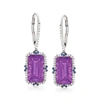 Ross-simons Amethyst And . Diamond Drop Earrings With Sapphire Accents In 14kt White Gold In Purple