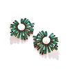 Sohi Green Color Gold Plated Designer Stone Stud For Women's In Green