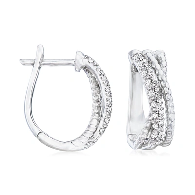 Ross-simons Diamond Hoop Earrings In Sterling Silver