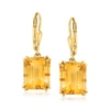 Ross-simons Citrine Drop Earrings In 18kt Gold Over Sterling In Gold