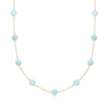 Ross-simons Milky Aquamarine Bead Station Necklace In 14kt Yellow Gold In Multi