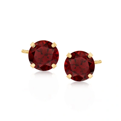 Ross-simons Garnet Martini Stud Earrings In 14kt Yellow Gold In Red