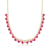 Ross-simons Pink Quartz Drop Necklace In 18kt Gold Over Sterling In Red
