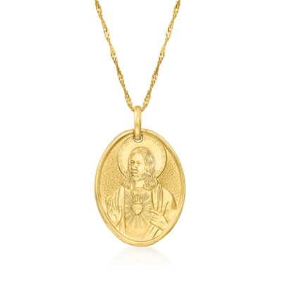Ross-simons Italian 14kt Yellow Gold Sacred Heart Of Jesus Pendant Necklace